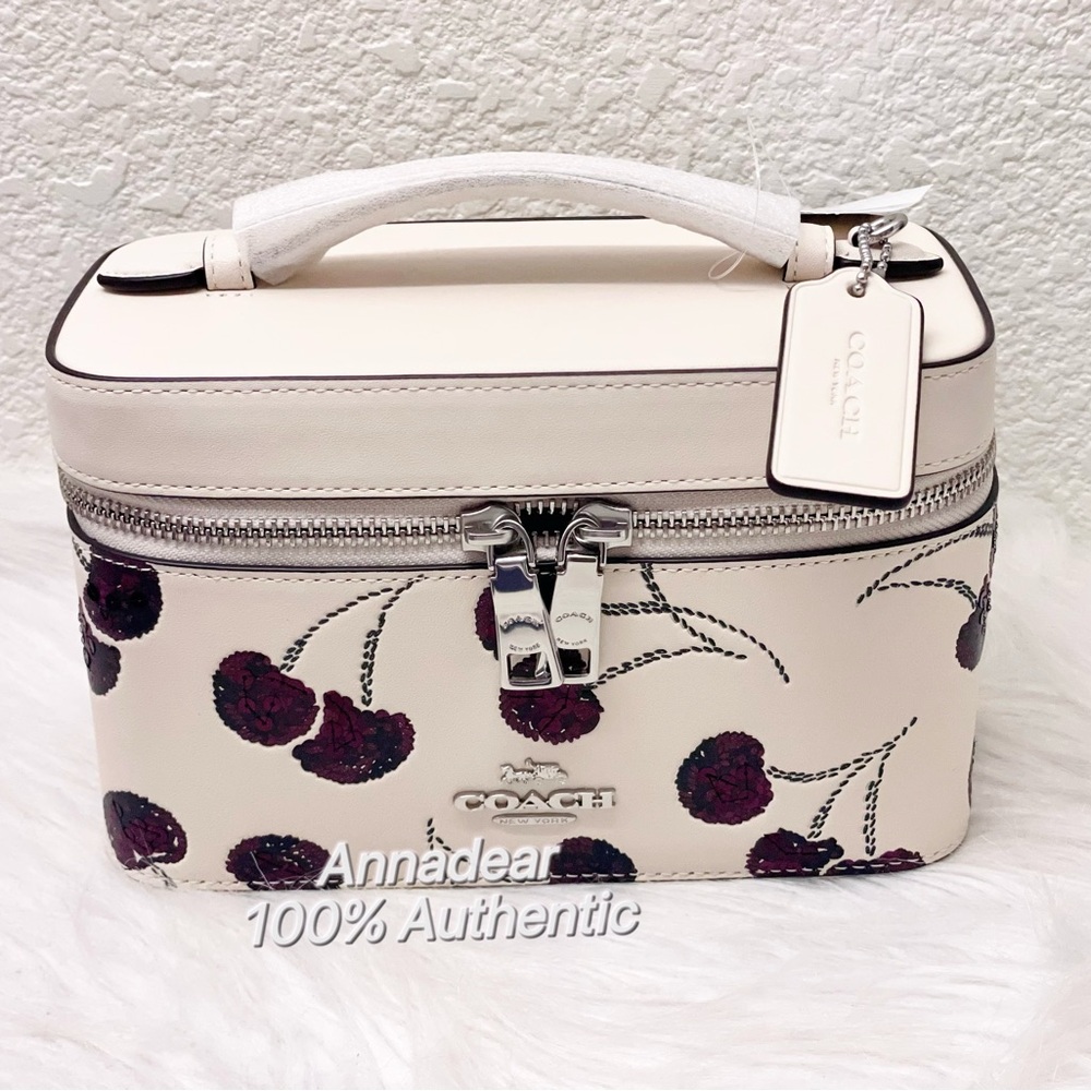 NWT Coach Cosmetic Case With Cherry Print in Chalk Multi CDC13 - Picture 4 of 11